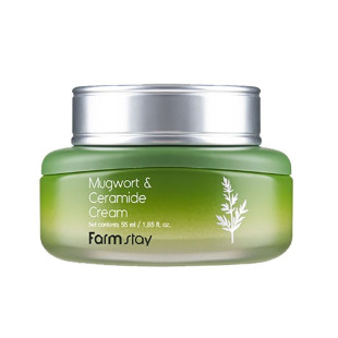 Увлажняющий крем для лица с экстрактом полыни и керамидами FARMSTAY MUGWORT&CERAMIDE CREAM 55ml